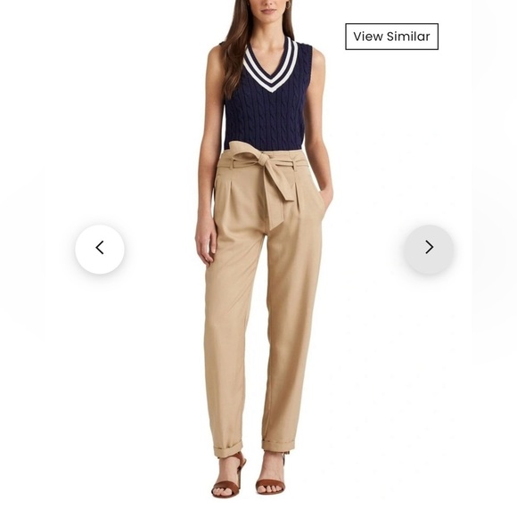 Lauren Ralph Lauren Belted Cropped Pant in Beige Size 16 NWT